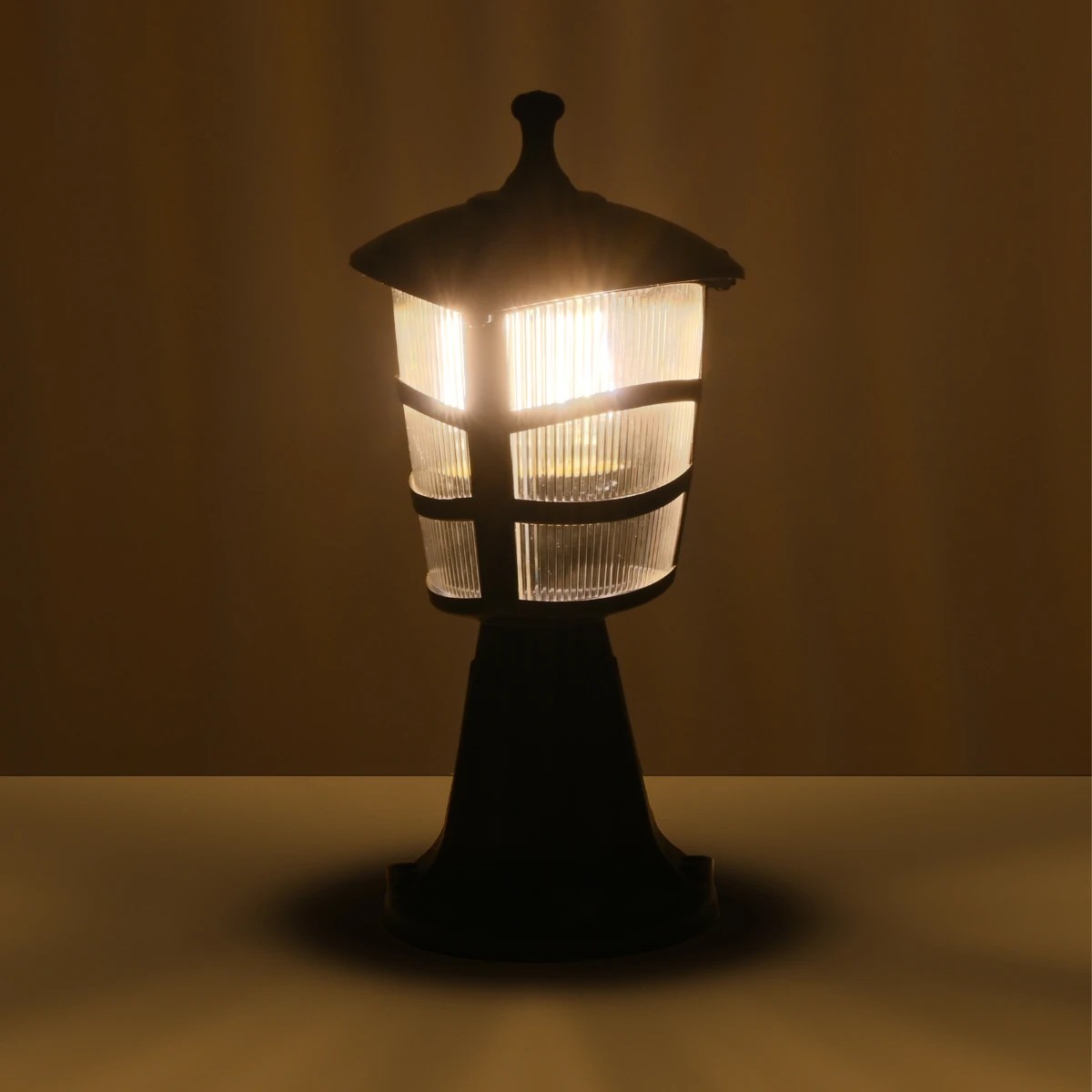 LEDTM® ZARDIN 203-0205 Vintage Επιδαπέδιο Φωτιστικό Φαναράκι Μονόφωτο 1 x E27 IP44 Μαύρο & Διάφανο Πλαστικό - Μ17 x Π17 x Υ35cm - Image 3
