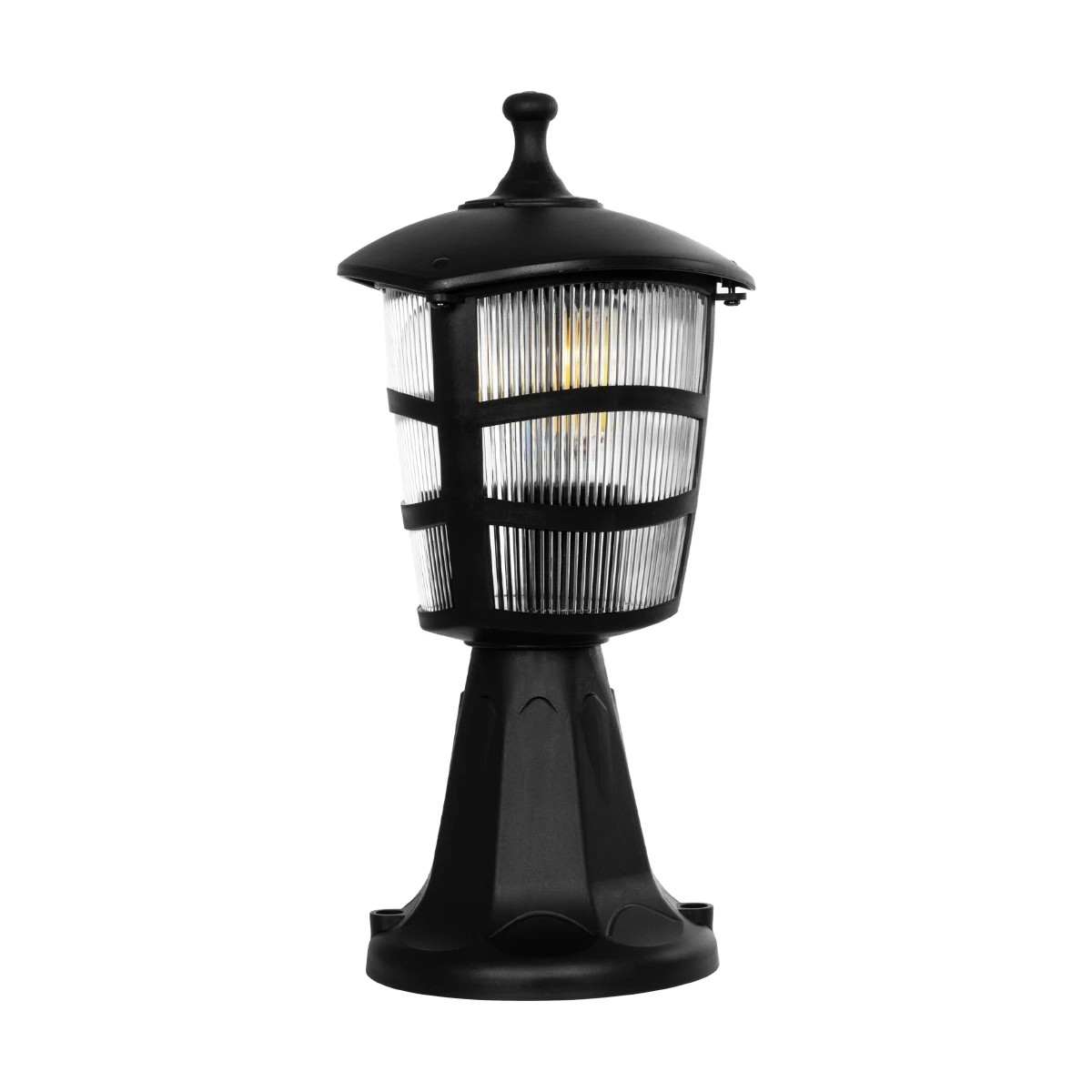 LEDTM® ZARDIN 203-0205 Vintage Επιδαπέδιο Φωτιστικό Φαναράκι Μονόφωτο 1 x E27 IP44 Μαύρο & Διάφανο Πλαστικό - Μ17 x Π17 x Υ35cm - Image 4