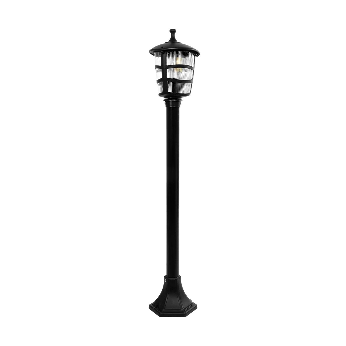 LEDTM® ZARDIN 203-0207 Vintage Επιδαπέδιο Φωτιστικό Κολωνάκι Κήπου Μονόφωτο 1 x E27 IP44 Μαύρο & Διάφανο Πλαστικό - Μ17 x Π17 x Υ92cm - Image 4