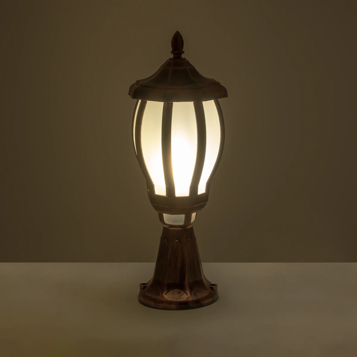 LEDTM® VERDI 203-0235 Vintage Επιδαπέδιο Φωτιστικό Φαναράκι Μονόφωτο 1 x E27 IP44 Χάλκινο & Διάφανο Πλαστικό - Μ18 x Π18 x Υ46cm - Image 3