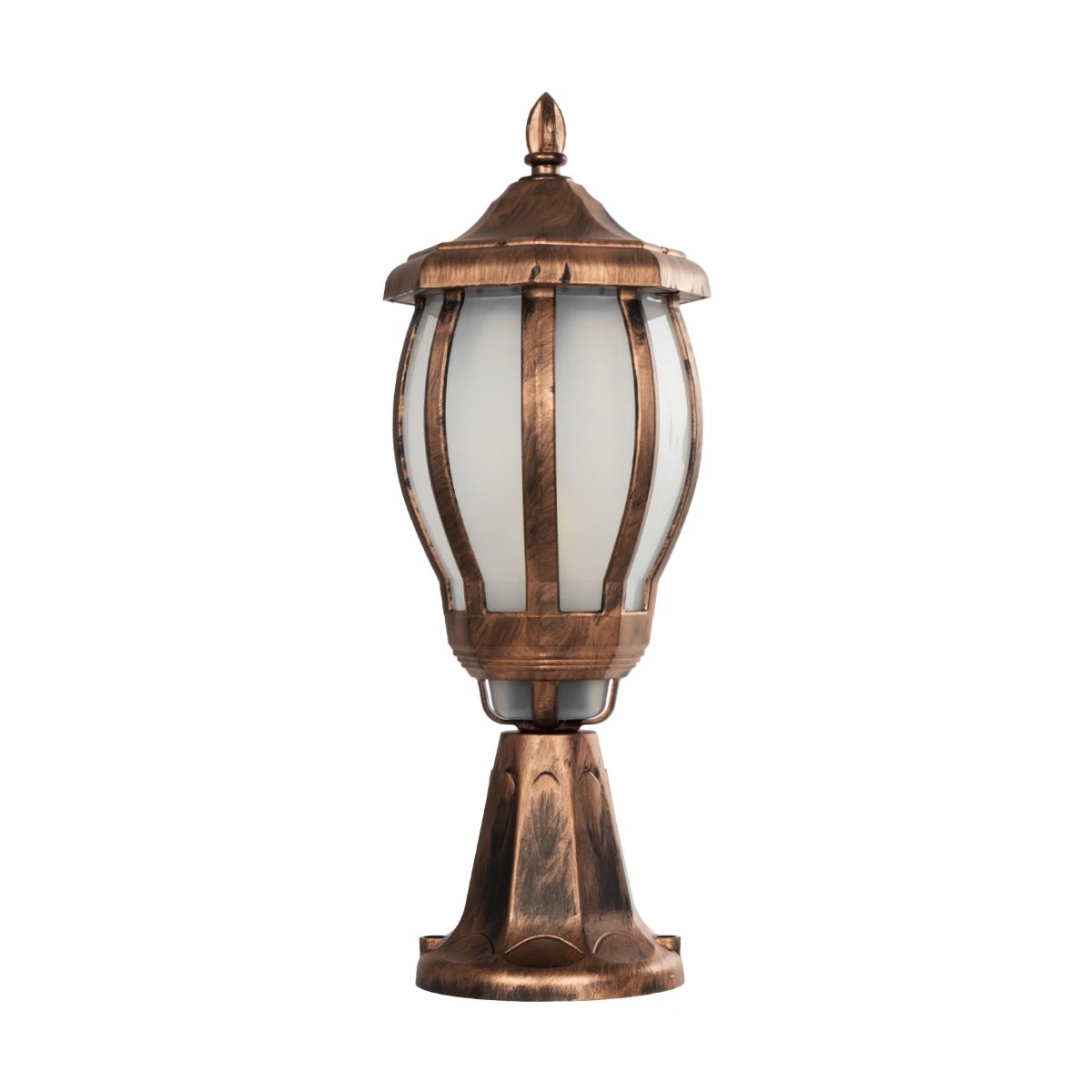 LEDTM® VERDI 203-0235 Vintage Επιδαπέδιο Φωτιστικό Φαναράκι Μονόφωτο 1 x E27 IP44 Χάλκινο & Διάφανο Πλαστικό - Μ18 x Π18 x Υ46cm - Image 4