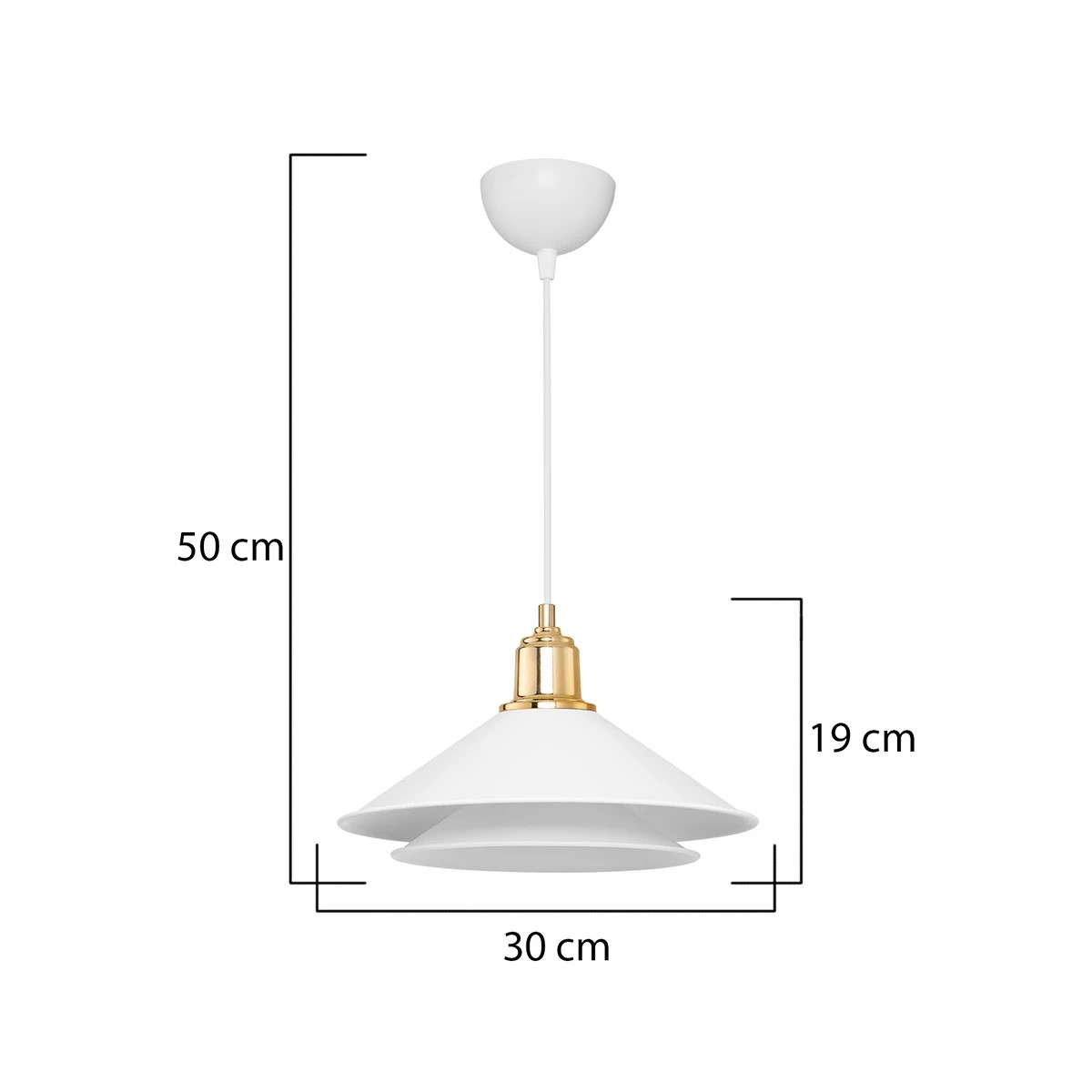 LEDTM® FERRO 203-0268 Μοντέρνο Κρεμαστό Φωτιστικό Οροφής με Ντουί 1 x E27 AC 220-240V IP20 - Λευκό & Χρυσό - Μ30 x Π30 x Υ19cm - Image 11