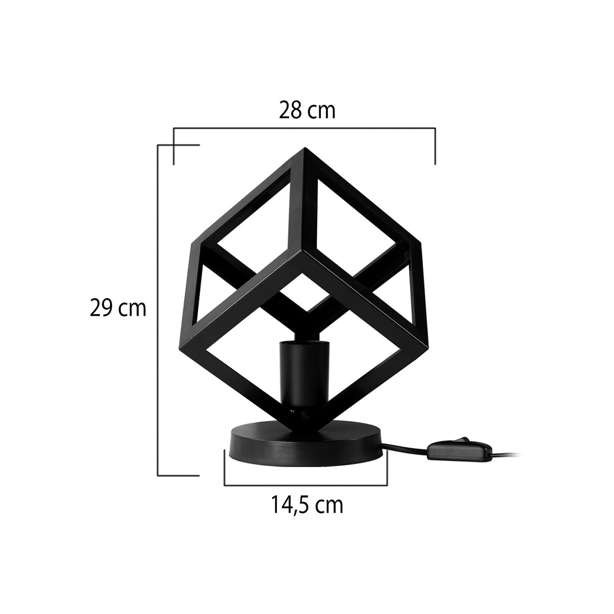 LEDTM® DISE 203-0272 Μοντέρνο Επιτραπέζιο Φωτιστικό Πορτατίφ με Ντουί 1 x E27 AC 220-240V IP20 - Μαύρο - Μ28 x Π28 x Υ29cm - Image 9