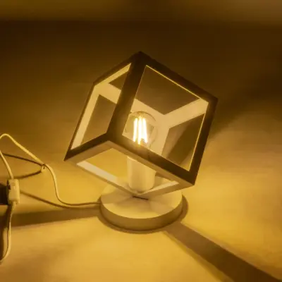 Alternative view of LEDTM® DISE 203-0273 Μοντέρνο Επιτραπέζιο Φωτιστικό Πορτατίφ με Ντουί 1 x E27 AC 220-240V IP20 - Λευκό - Μ28 x Π28 x Υ29cm
