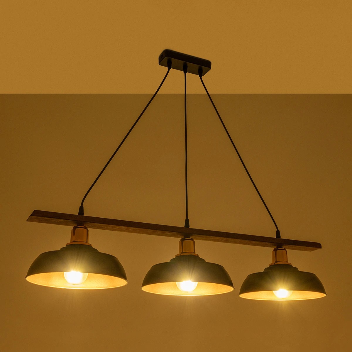 LEDTM® LOAN 203-0291 Μοντέρνο Κρεμαστό Φωτιστικό Οροφής με Ντουί 3 x E27 AC 220-240V IP20 - Μαύρο & Μπρονζέ - Μ89 x Π25.5 x Υ19cm - Image 2