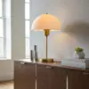 LEDTM® GAZETA 203-0304 Μοντέρνο Επιτραπέζιο Φωτιστικό Πορτατίφ με Ντουί 1 x E27 AC 220-240V IP20 - Λευκό Δίαφανο & Μπρονζέ  - Μ25 x Π25 x Υ39cm - Image 10