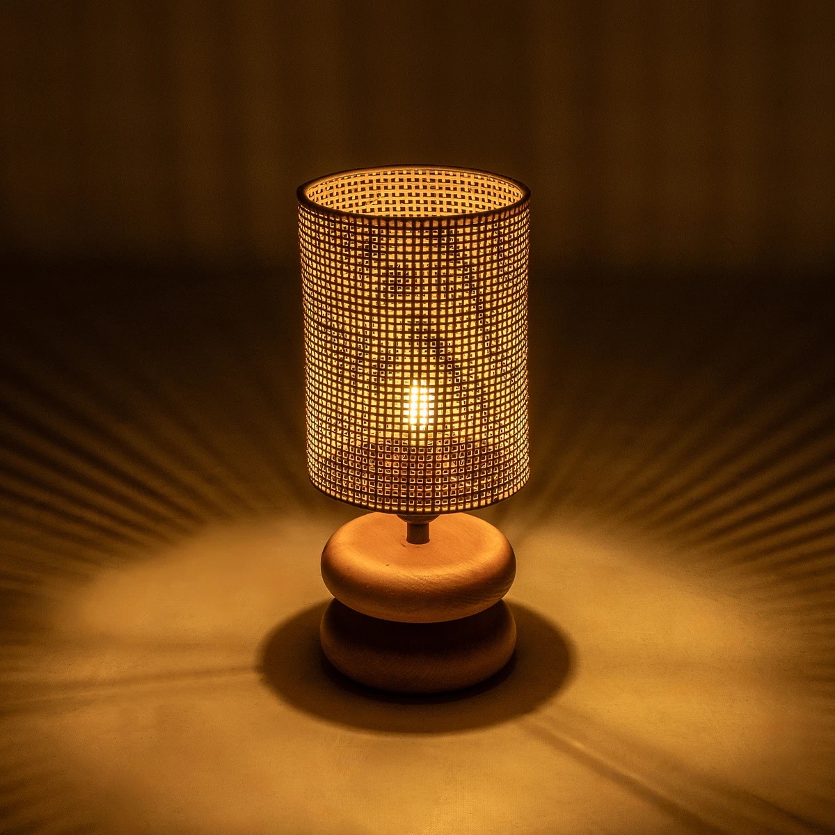 LEDTM® KLOO 204-0143 Boho Επιτραπέζιο Φωτιστικό Πορτατίφ με Ντουί 1 x E14 AC 220-240V IP20 - Καφέ & Μπεζ - Μ15 x Π15 x Υ35cm - Image 3