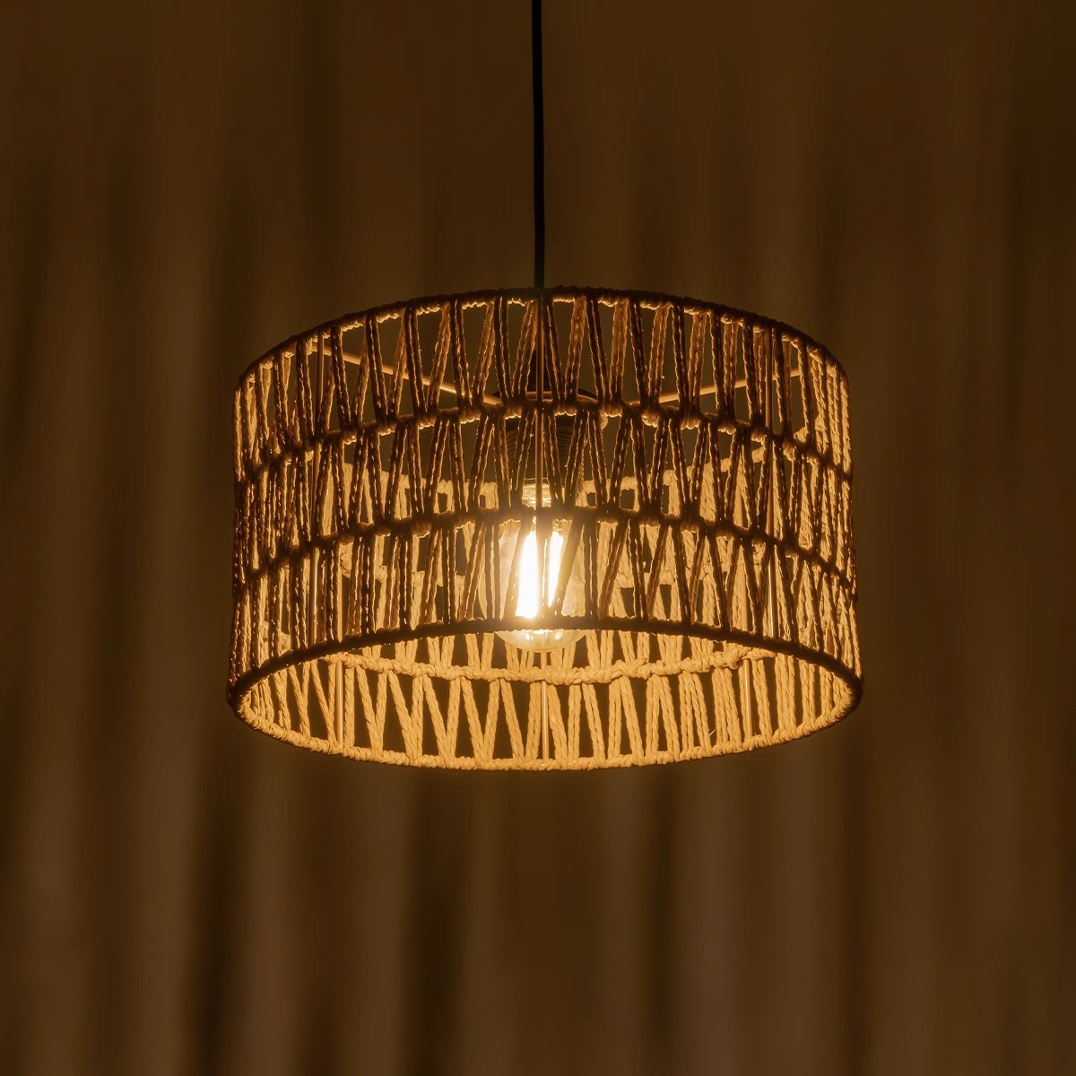 LEDTM® DARIO 204-0166 Boho Κρεμαστό Φωτιστικό Οροφής με Ντουί 1 x E27 AC 220-240V IP20 - Μπεζ - Μ30 x Π30 x Υ18cm - Image 3