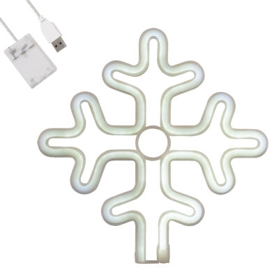 Alternative view of LEDTM® 78581 Φωτιστικό Ταμπέλα Φωτεινή Επιγραφή NEON LED Σήμανσης SNOWFLAKE 5W με Καλώδιο Τροφοδοσίας USB - Μπαταρίας 3xAAA (Δεν Περιλαμβάνονται) - Ψυχρό Λευκό 6000K