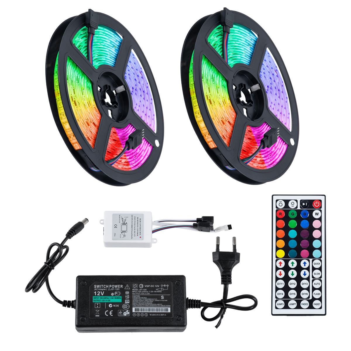 LEDTM® CHROMAWAVE 70418 Σετ Ταινίας με IR Ασύρματο Χειριστήριο & Τροφοδοτικό LED 72W 4320lm 120° AC 220-240V Αδιάβροχο IP65 300 x SMD5050 Chip Πολύχρωμο RGB Dimmable - Sanan SMD Chip - Μ1000 x Π1 x Υ0.3cm - Δύο Ρολά 5 Μέτρων - 2 Χρόνια Εγγύηση - Image 2