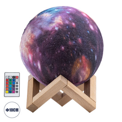 Alternative view of LEDTM® MOON 79616 Επιτραπέζιο Φωτιστικό Πορτατίφ LED 4W 200lm 360° DC 5V IP20 RGBW Dimmable Πολύχρωμο Πλαστικό με Μπεζ Ξύλο - Μ15 x Π15 x Υ19cm - 2 Xρόνια Εγγύηση
