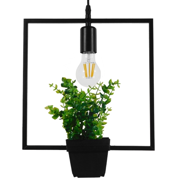 LEDTM® FLOWERPOT 10001211 Μοντέρνο Κρεμαστό Φωτιστικό Οροφής με Ντουί 1 x E27 AC 220-240V IP20 - Μαύρο & Πράσινο - Μ30 x Π30 x Υ30cm - Image 2