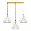 LEDTM® EIFFEL 61571 Vintage Κρεμαστό Φωτιστικό Οροφής με Ντουί 3 x E27 AC 220-240V IP20 - Χρυσό & Λευκό - Μ68 x Π25 x Υ130cm - Image 2