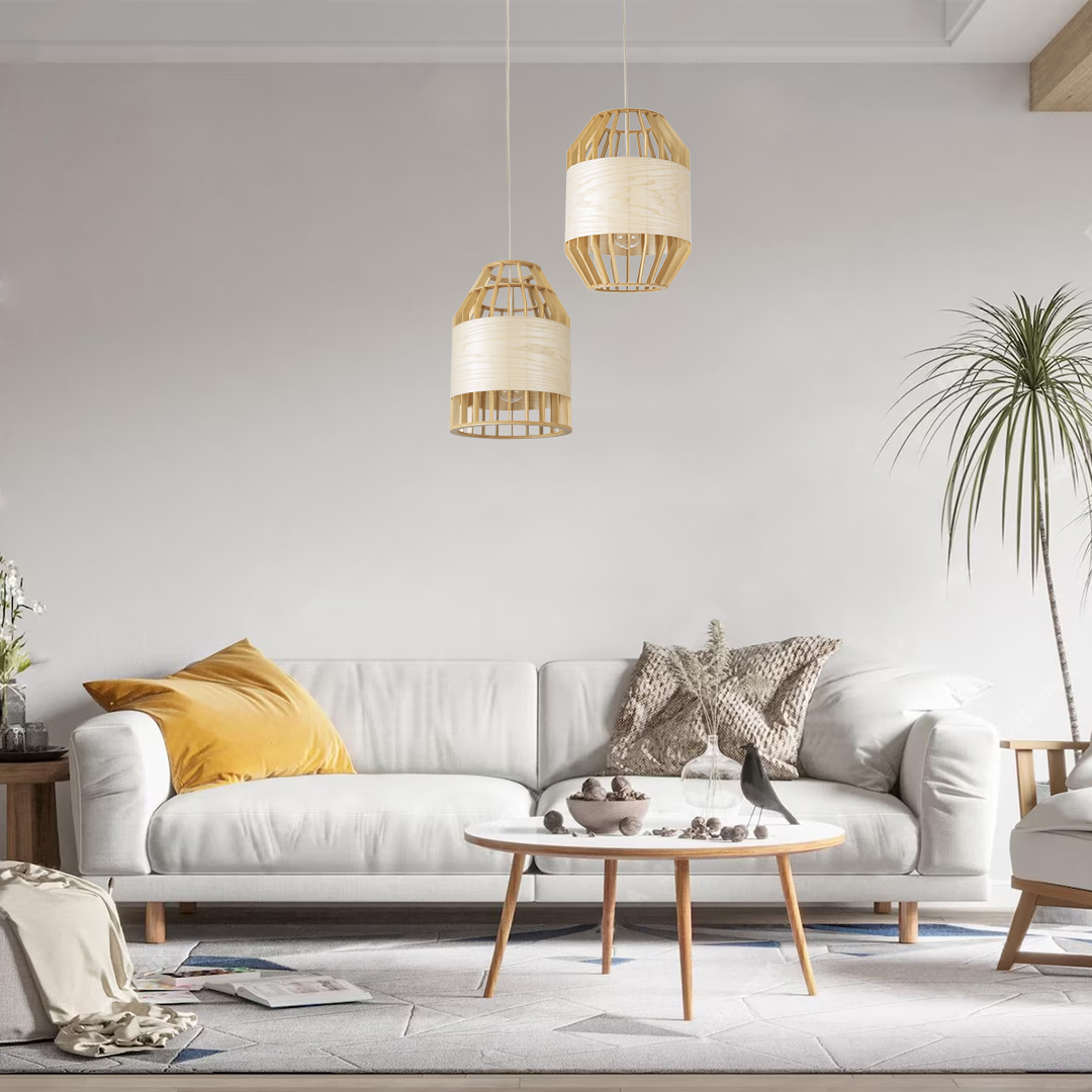 LEDTM® GALIA 02220 Boho Κρεμαστό Φωτιστικό Οροφής με Ντουί 1 x E27 AC 220-240V IP20 - Μπεζ & Καφέ - Μ30 x Π30 x Υ40cm - Image 11
