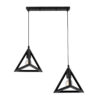 LEDTM® TRIANGLE 00611 Μοντέρνο Κρεμαστό Φωτιστικό Οροφής με Ντουί 2 x E27 AC 220-240V IP20 - Μαύρο - Μ60 x Π22 x Y130cm - Image 2