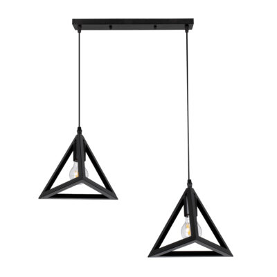 Alternative view of LEDTM® TRIANGLE 00611 Μοντέρνο Κρεμαστό Φωτιστικό Οροφής με Ντουί 2 x E27 AC 220-240V IP20 - Μαύρο - Μ60 x Π22 x Y130cm