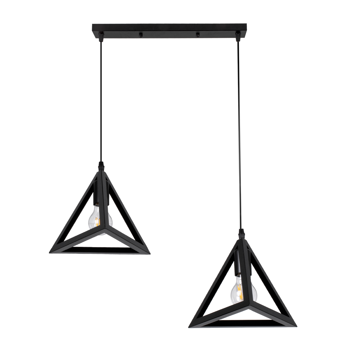 LEDTM® TRIANGLE 00611 Μοντέρνο Κρεμαστό Φωτιστικό Οροφής με Ντουί 2 x E27 AC 220-240V IP20 - Μαύρο - Μ60 x Π22 x Y130cm - Image 2