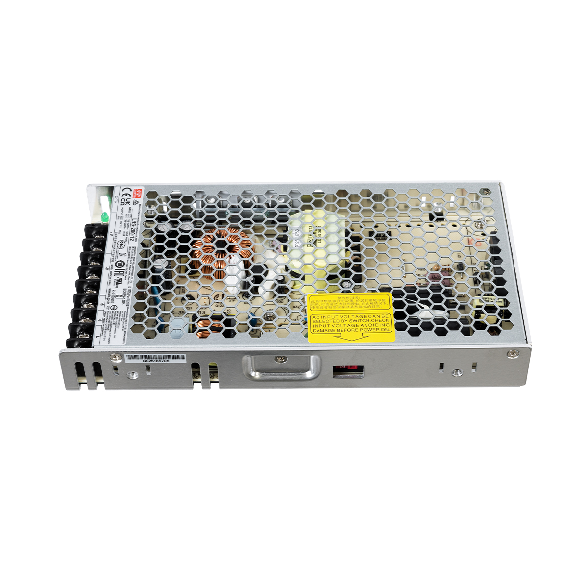 LEDTM® MEANWELL-LRS200-12 90782 Τροφοδοτικό/Μετασχηματιστής PELV 200W 17A DC 12V IP20 - AC 220-240V σε DC 12V / Ρυθμιζόμενo από DC 10.2V έως DC 13.8V - Μ21.5 x Π11.5 x Υ3cm - 3 Χρόνια Εγγύηση - Image 4