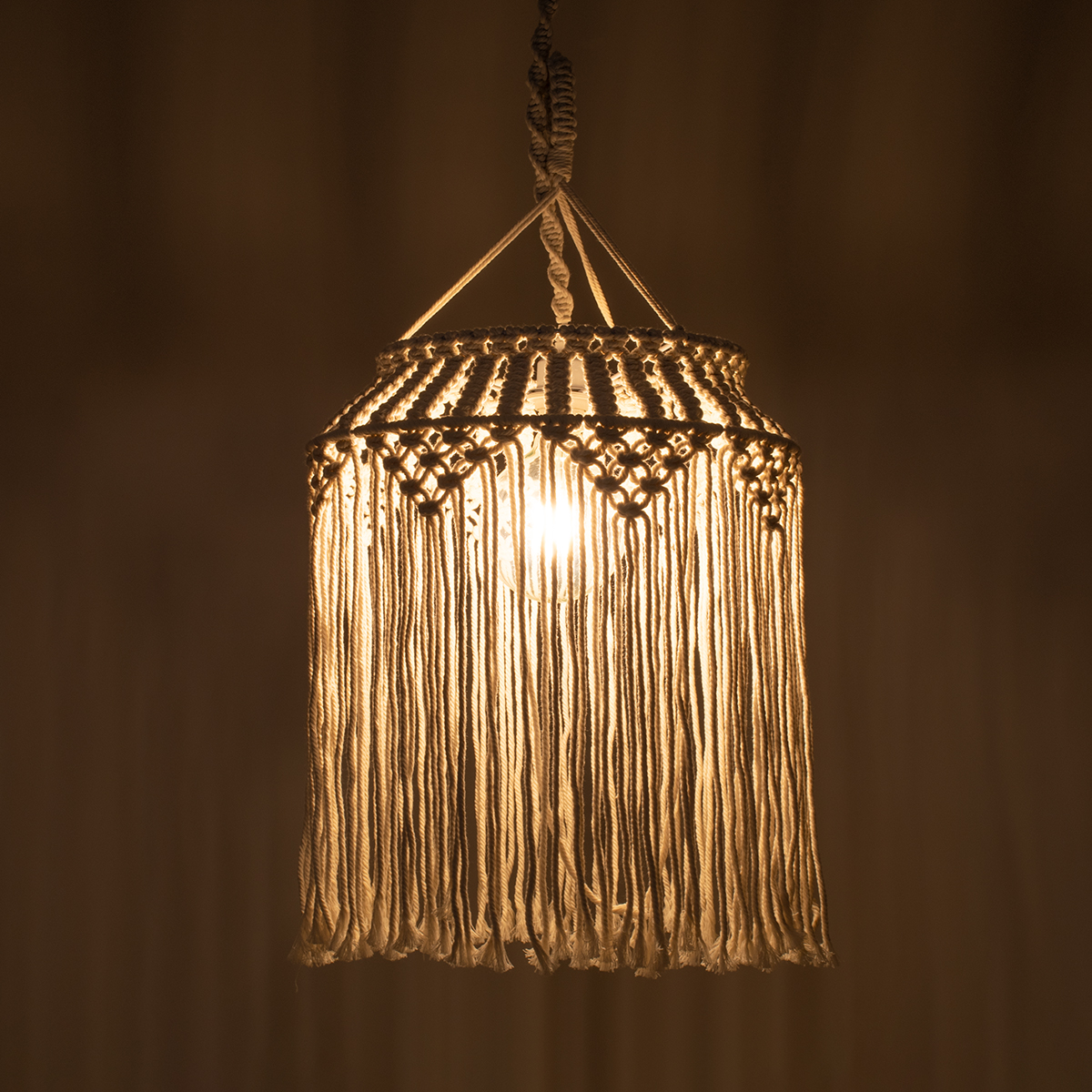 LEDTM® ALGERIA 36202 Boho Κρεμαστό Φωτιστικό Οροφής με Ντουί 1 x E27 AC 220-240V IP20 - Μπεζ - Μ40 x Π40 x Υ50cm - Image 3