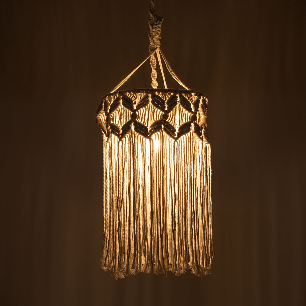 LEDTM® CONGO 36206 Boho Κρεμαστό Φωτιστικό Οροφής με Ντουί 1 x E27 AC 220-240V IP20 - Μπεζ - Μ30 x Π30 x Υ50cm - Image 3