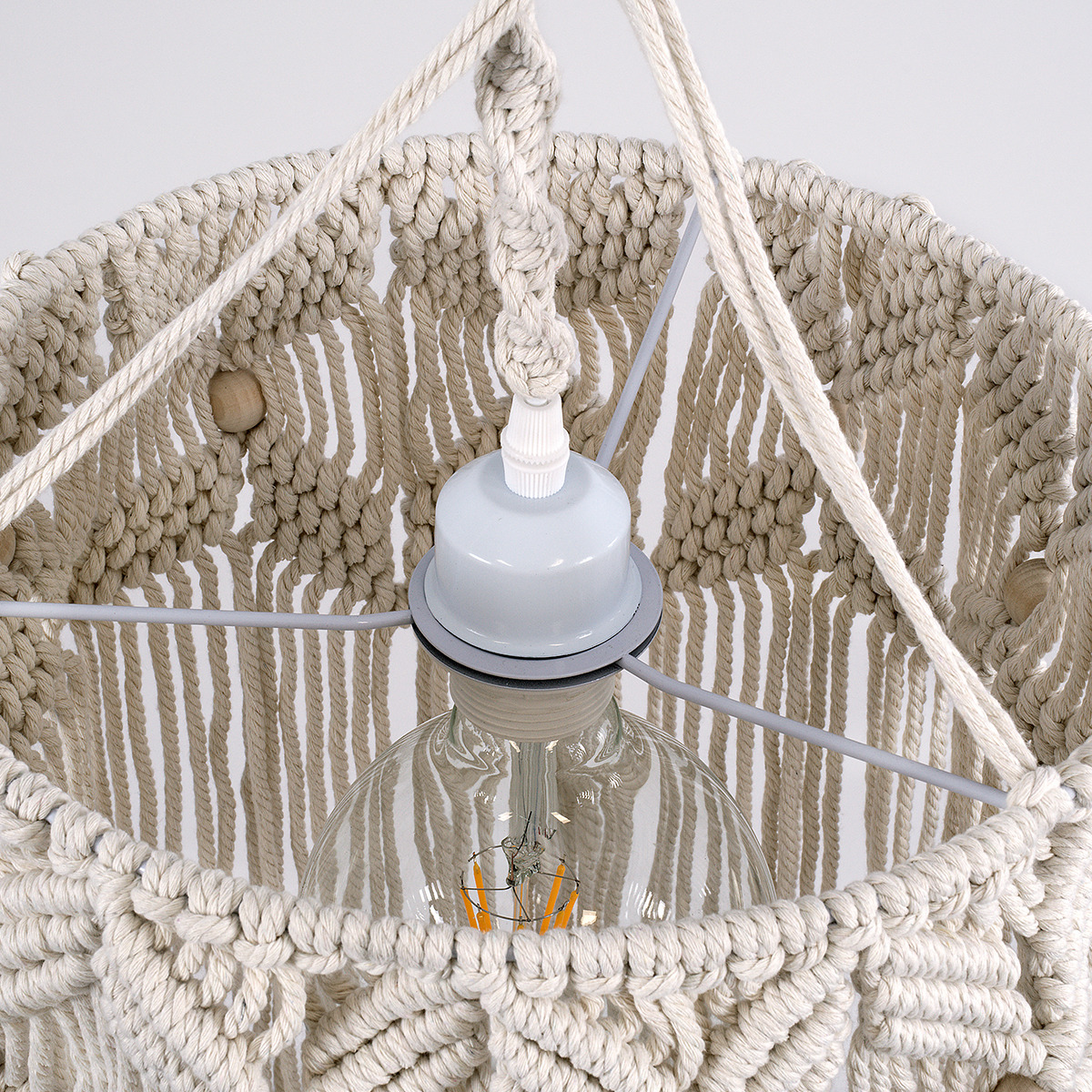 LEDTM® CONGO 36206 Boho Κρεμαστό Φωτιστικό Οροφής με Ντουί 1 x E27 AC 220-240V IP20 - Μπεζ - Μ30 x Π30 x Υ50cm - Image 7