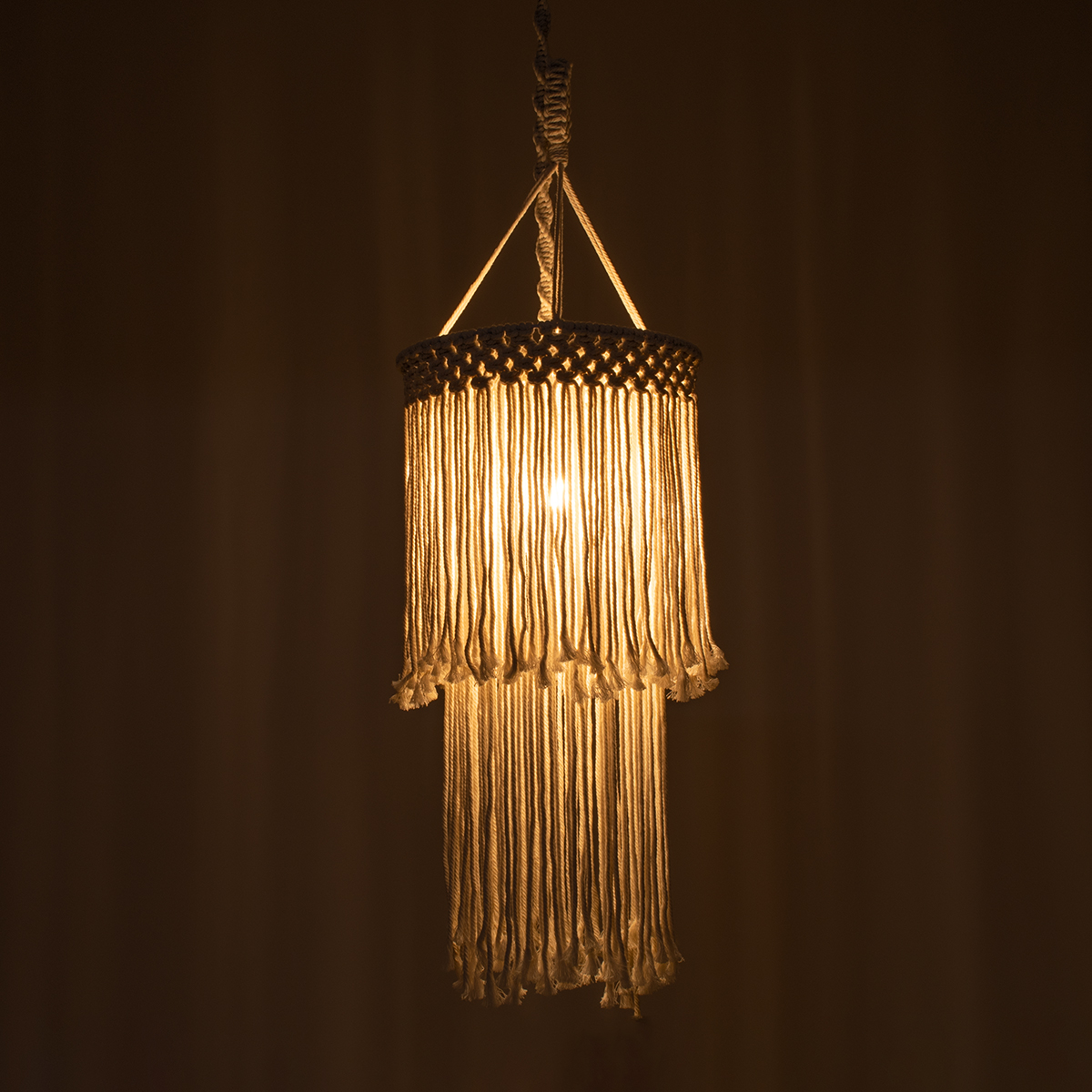 LEDTM® ZAMBIA 36208 Boho Κρεμαστό Φωτιστικό Οροφής με Ντουί 1 x E27 AC 220-240V IP20 - Μπεζ - Μ30 x Π30 x Υ60cm - Image 3