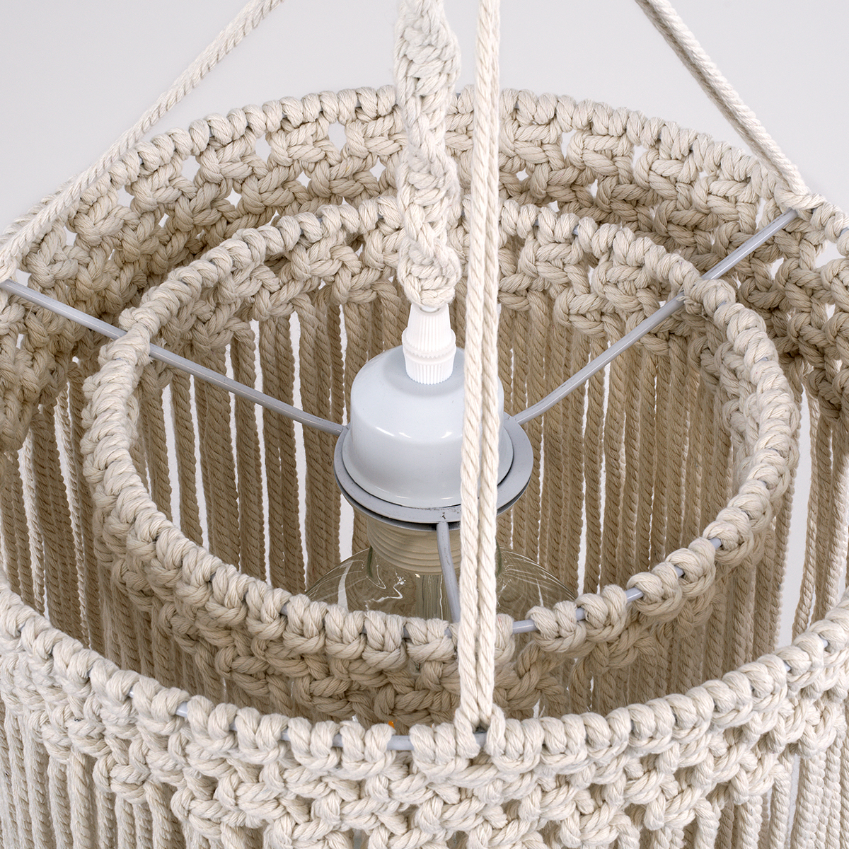LEDTM® ZAMBIA 36208 Boho Κρεμαστό Φωτιστικό Οροφής με Ντουί 1 x E27 AC 220-240V IP20 - Μπεζ - Μ30 x Π30 x Υ60cm - Image 7