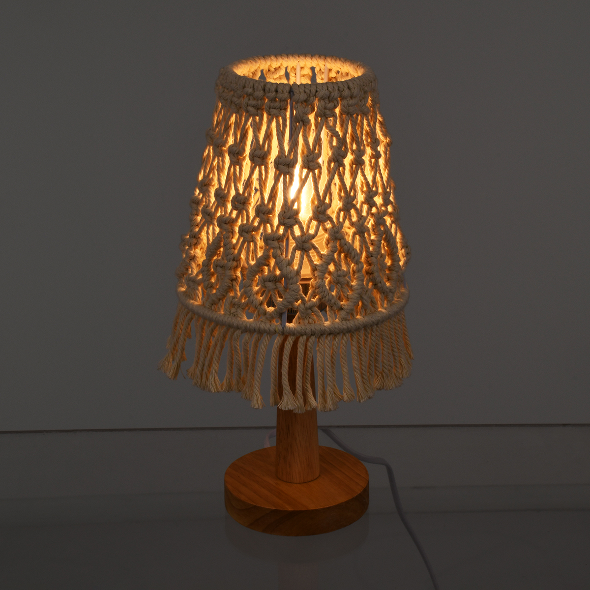 LEDTM® RWANDA 36210 Boho Επιτραπέζιο Φωτιστικό Πορτατίφ με Ντουί 1 x E27 AC 220-240V IP20 - Μπεζ & Καφέ - Μ15 x Π15 x Υ30cm - Image 3