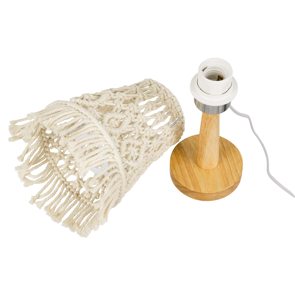 LEDTM® RWANDA 36210 Boho Επιτραπέζιο Φωτιστικό Πορτατίφ με Ντουί 1 x E27 AC 220-240V IP20 - Μπεζ & Καφέ - Μ15 x Π15 x Υ30cm - Image 8