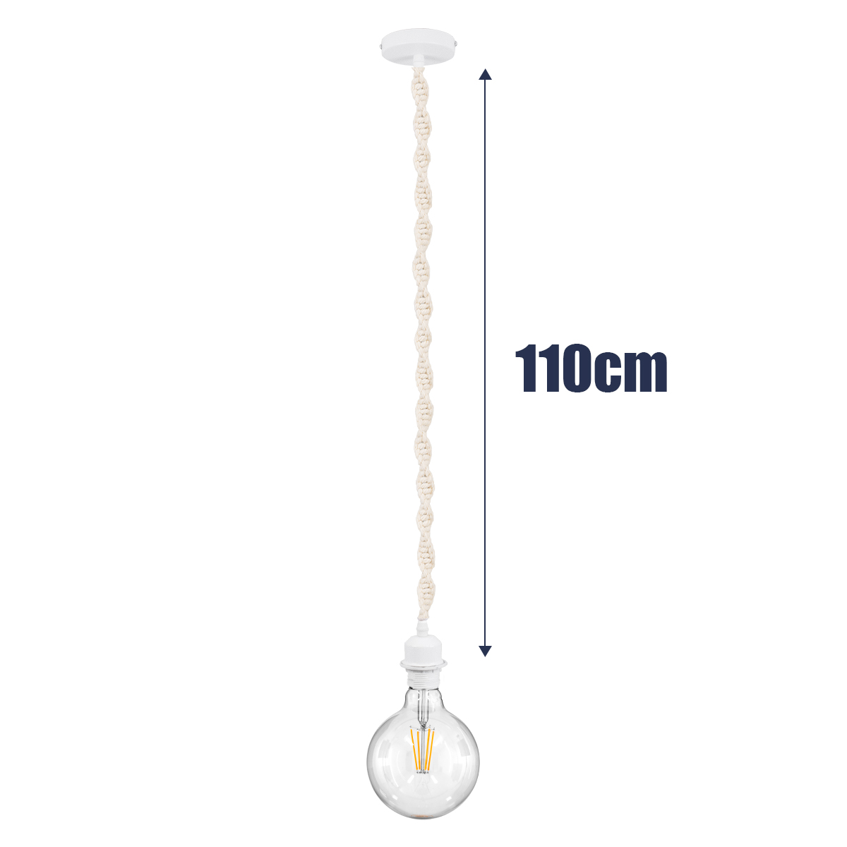 LEDTM® SHAQRA 36215 Μοντέρνο Κρεμαστό Φωτιστικό Οροφής με Ντουί 1 x E27 AC 220-240V IP20 - Μπεζ & Λευκό - Μ4 x Π4 x Υ110cm - Image 3