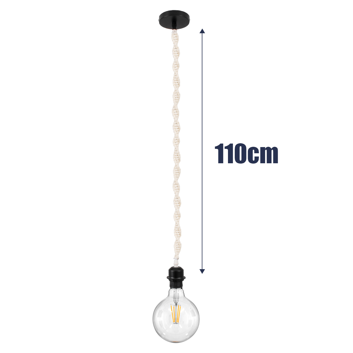 LEDTM® SHAQRA 36216 Μοντέρνο Κρεμαστό Φωτιστικό Οροφής με Ντουί 1 x E27 AC 220-240V IP20 - Μπεζ & Μαύρο - Μ4 x Π4 x Υ110cm - Image 3