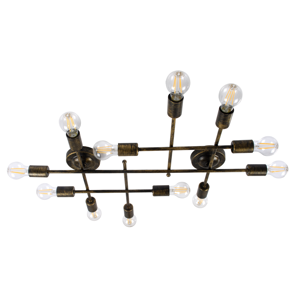 LEDTM® PIPING 00669-1 Vintage Φωτιστικό Οροφής με Ντουί 12 x E27 AC 220-240V IP20 - Μπρούτζινο - Μ78.5 x Π9.5 x Υ64cm - Image 2