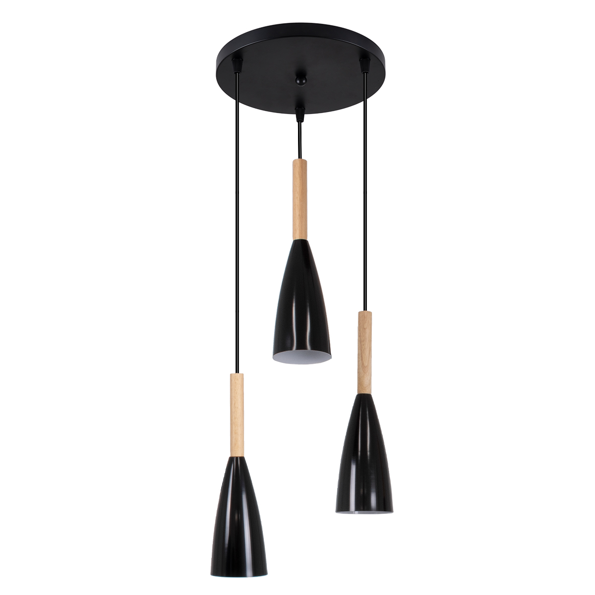 LEDTM® DILLON 00626 Μοντέρνο Κρεμαστό Φωτιστικό Οροφής με Ντουί 3 x E27 AC 220-240V IP20 - Μαύρο & Μπεζ - Μ26 x Π26 x Υ130cm - Image 2