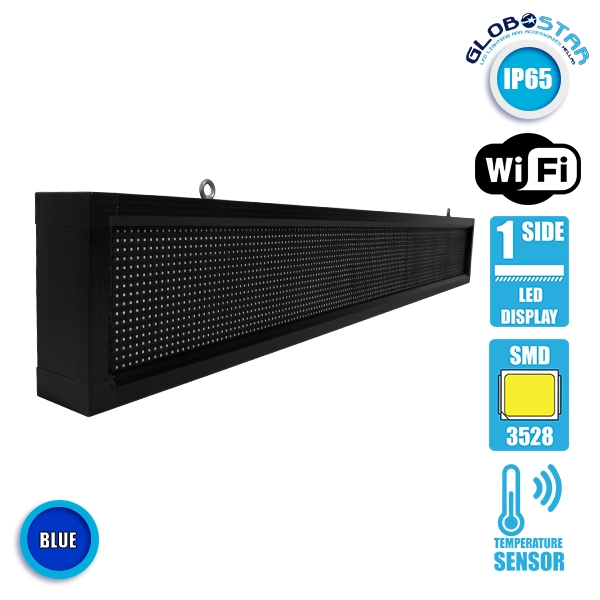LEDTM® DISPLAY 90263 Κυλιόμενη Ψηφιακή Επιγραφή P10 Μονής Όψης LED AC 220-240V Αδιάβροχο IP54 Μπλε - WiFi Control μέσω FK APP - Αισθητήρας Θερμοκρασίας & Υγρασίας - Μ168 x Π9 x Υ24cm - 2 Χρόνια Εγγύηση - Image 3