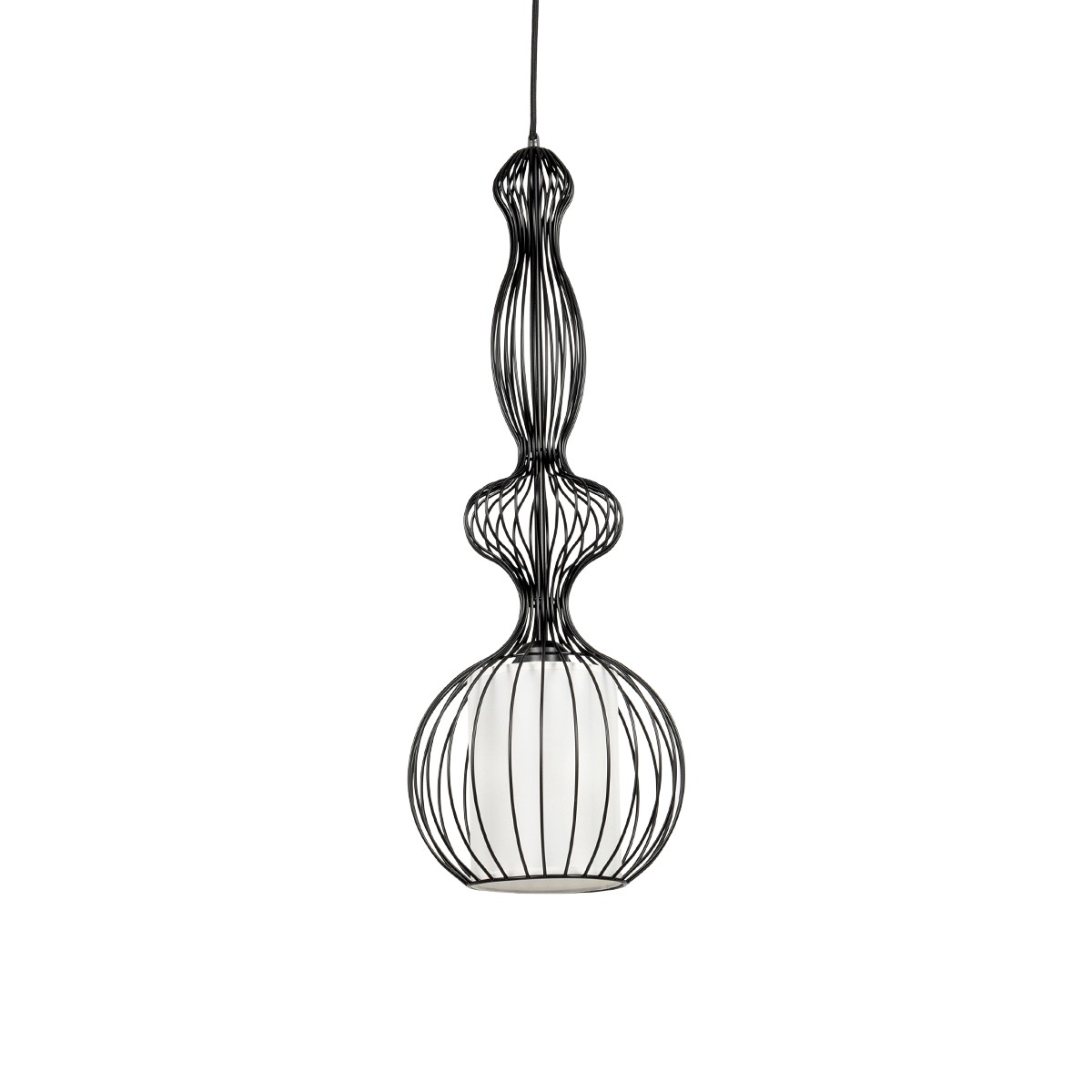LEDTM® LILY 01560 Vintage Κρεμαστό Φωτιστικό Οροφής με Ντουί 1 x E27 AC 220-240V IP20 - Μαύρο & Λευκό - Μ23,5 x Π23,5 x Υ67cm