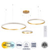 LEDTM® DIAMOND TRIO 61145 Μοντέρνο Κρεμαστό Φωτιστικό Οροφής LED 120W 14723lm 360° AC 220-240V IP20 Ρυθμιζόμενο Λευκό CCT με Χειριστήριο από 2700K έως 6000K Dimmable - Lumileds SMD Chip - Χρυσό Βούρτσας - Μ150 x Π150 x Υ60cm - 3 Χρόνια Εγγύηση - Image 2