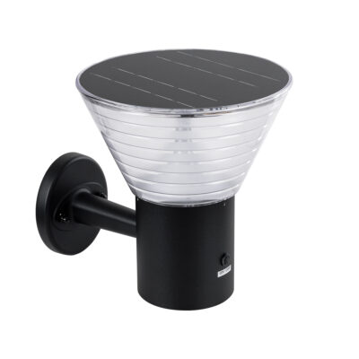 Alternative view of LEDTM® VEGGIE 90530 Μοντέρνο Φωτιστικό Τοίχου - Απλίκα LED 10W 330lm 120° με Ενσωματωμένο Φωτοβολταϊκό Panel 6V 2W & Επαναφορτιζόμενη Μπαταρία Li-ion 3.2V 1800mAh με Αισθητήρα Ημέρας-Νύχτας Αδιάβροχο IP65 Ψυχρό Λευκό 6000K - Μαύρο- Μ23 x Π30 x Υ25cm - 2 Χρόνια Εγγύηση