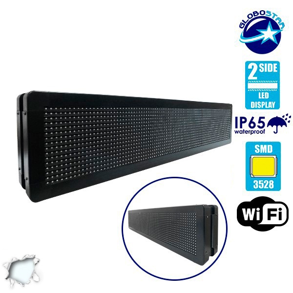 LEDTM® DISPLAY 90300 Κυλιόμενη Ψηφιακή Επιγραφή Διπλής Όψης 96x16cm P10 96x16 Pixel LED 180W AC 220-240V Αδιάβροχο IP65 Ψυχρό Λευκό 6000K - WiFi Control μέσω FK APP - Αισθητήρας Θερμοκρασίας & Υγρασίας - Μ104 x Π12 x Υ20cm - 2 Χρόνια Εγγύηση - Image 3
