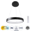 LEDTM® NEMESIS 61155 Μοντέρνο Κρεμαστό Φωτιστικό Οροφής LED 30W 3513lm 360° AC 220-240V IP20 Ρυθμιζόμενο Λευκό CCT με Χειριστήριο από 2700K έως 6000K Dimmable - Lumileds SMD Chip - Μαυρό Ματ - Μ40 x Π40 x Υ4cm - 3 Χρόνια Εγγύηση - Image 2
