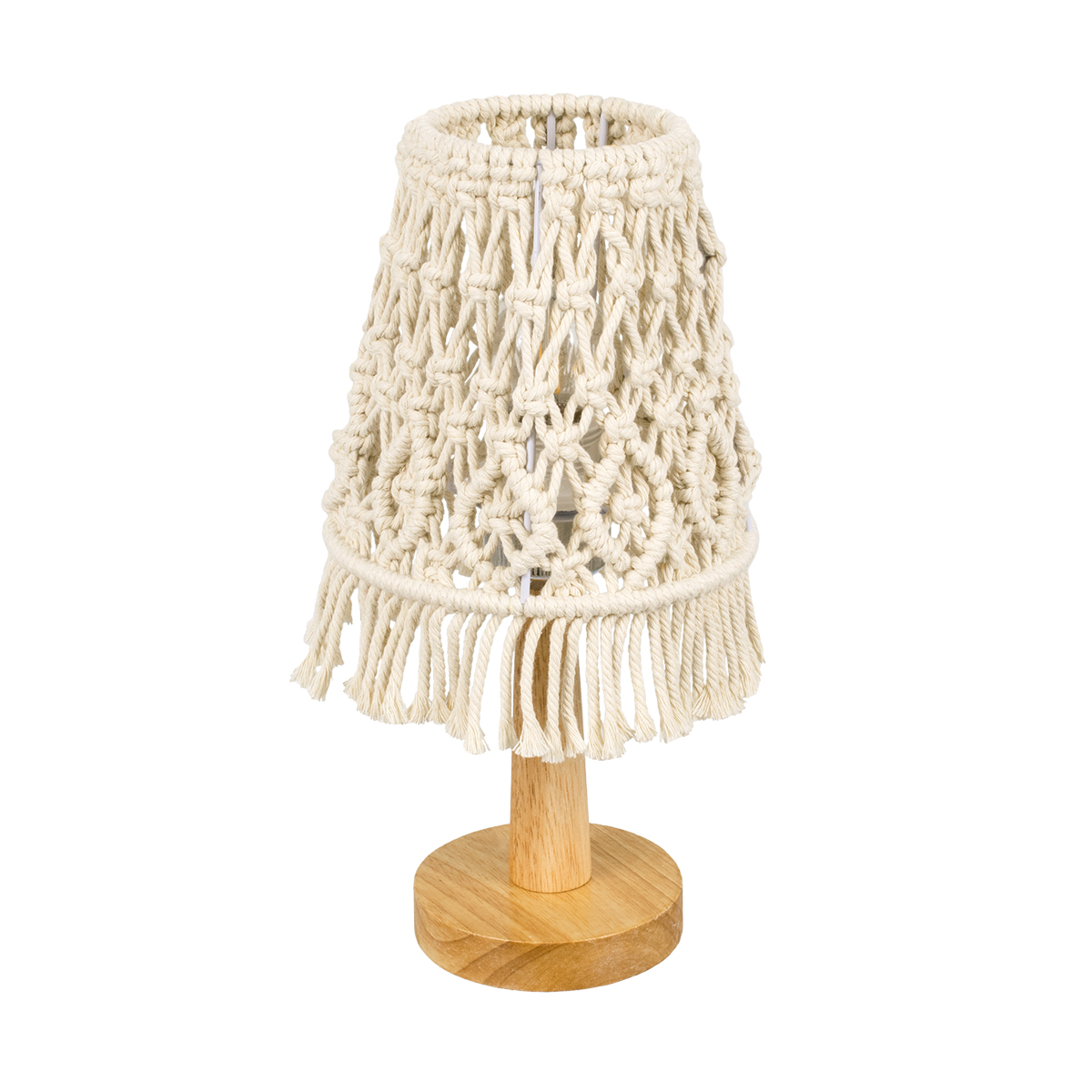 LEDTM® RWANDA 36210 Boho Επιτραπέζιο Φωτιστικό Πορτατίφ με Ντουί 1 x E27 AC 220-240V IP20 - Μπεζ & Καφέ - Μ15 x Π15 x Υ30cm - Image 2
