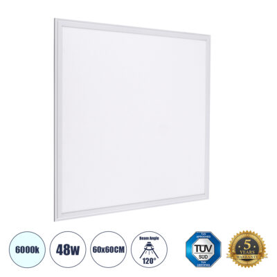 Alternative view of LEDTM® PANELETI 60209 Χωνευτό Panel Οροφής 60x60 LED 48W 4800lm 120° UGR<19 AC 220-240V IP20 Ψυχρό Λευκό 6000K - Lumileds SMD Chip & TÜV SÜD Driver - Λευκό Γαλακτερό - Μ60 x Π60 x Υ1.5cm / Q56 x 56cm - 5 Χρόνια Εγγύηση