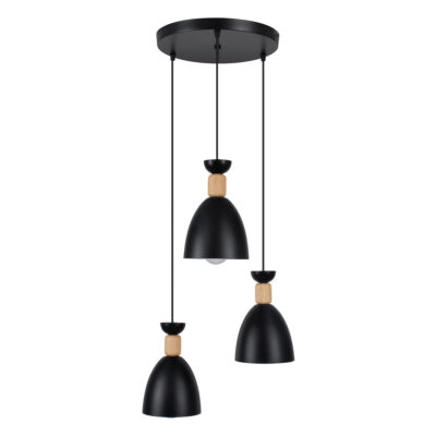 Alternative view of LEDTM® AVA 61572 Μοντέρνο Κρεμαστό Φωτιστικό Οροφής με Ντουί 3 x E27 AC 220-240V IP20 - Μαύρο & Μπεζ - Μ35 x Π35 x Υ130cm
