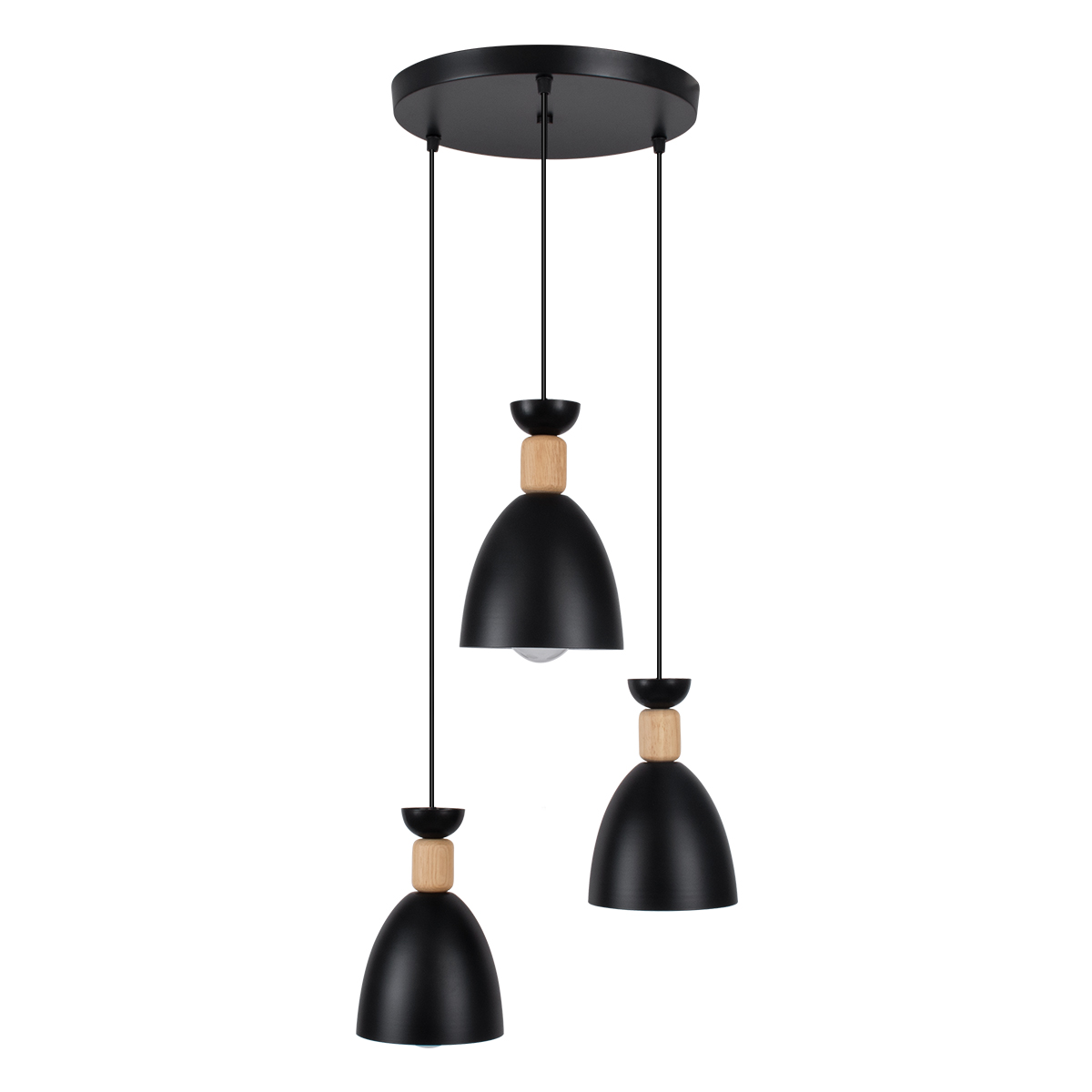 LEDTM® AVA 61572 Μοντέρνο Κρεμαστό Φωτιστικό Οροφής με Ντουί 3 x E27 AC 220-240V IP20 - Μαύρο & Μπεζ - Μ35 x Π35 x Υ130cm - Image 2