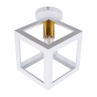 Alternative view of LEDTM® CUBE 00800 Μοντέρνο Φωτιστικό Οροφής με Ντουί 1 x E27 AC 220-240V IP20 - Λευκό & Χρυσό - Μ25 x Π25 x Υ25cm