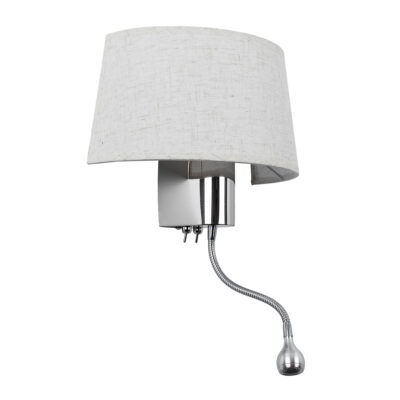 Alternative view of LEDTM® ELEGANT 01493 Μοντέρνο Φωτιστικό Τοίχου - Απλίκα Ξενοδοχείου Reading Light με Ντουί 1 x E27 LED 3W 360lm 36° AC 220-240V IP20 Θερμό Λευκό 2700K - Bridgelux COB Chip - Ασημί & Λευκό - Μ26 x Π16.5 x Υ33cm - 2 Χρόνια Εγγύηση