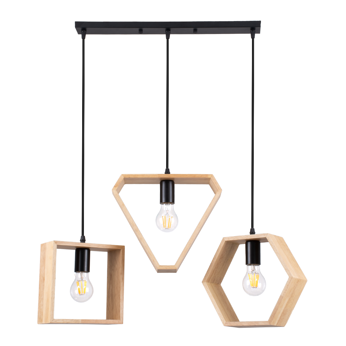 LEDTM® ELISE 00682 Μοντέρνο Κρεμαστό Φωτιστικό Οροφής με Ντουί 3 x E27 AC 220-240V IP20 - Μπεζ & Μαύρο - Μ76 x Π8 x Υ25cm - Image 2