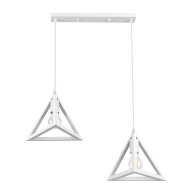 Alternative view of LEDTM® TRIANGLE 00612 Μοντέρνο Κρεμαστό Φωτιστικό Οροφής με Ντουί 2 x E27 AC 220-240V IP20 - Λευκό - Μ60 x Π22 x Y130cm