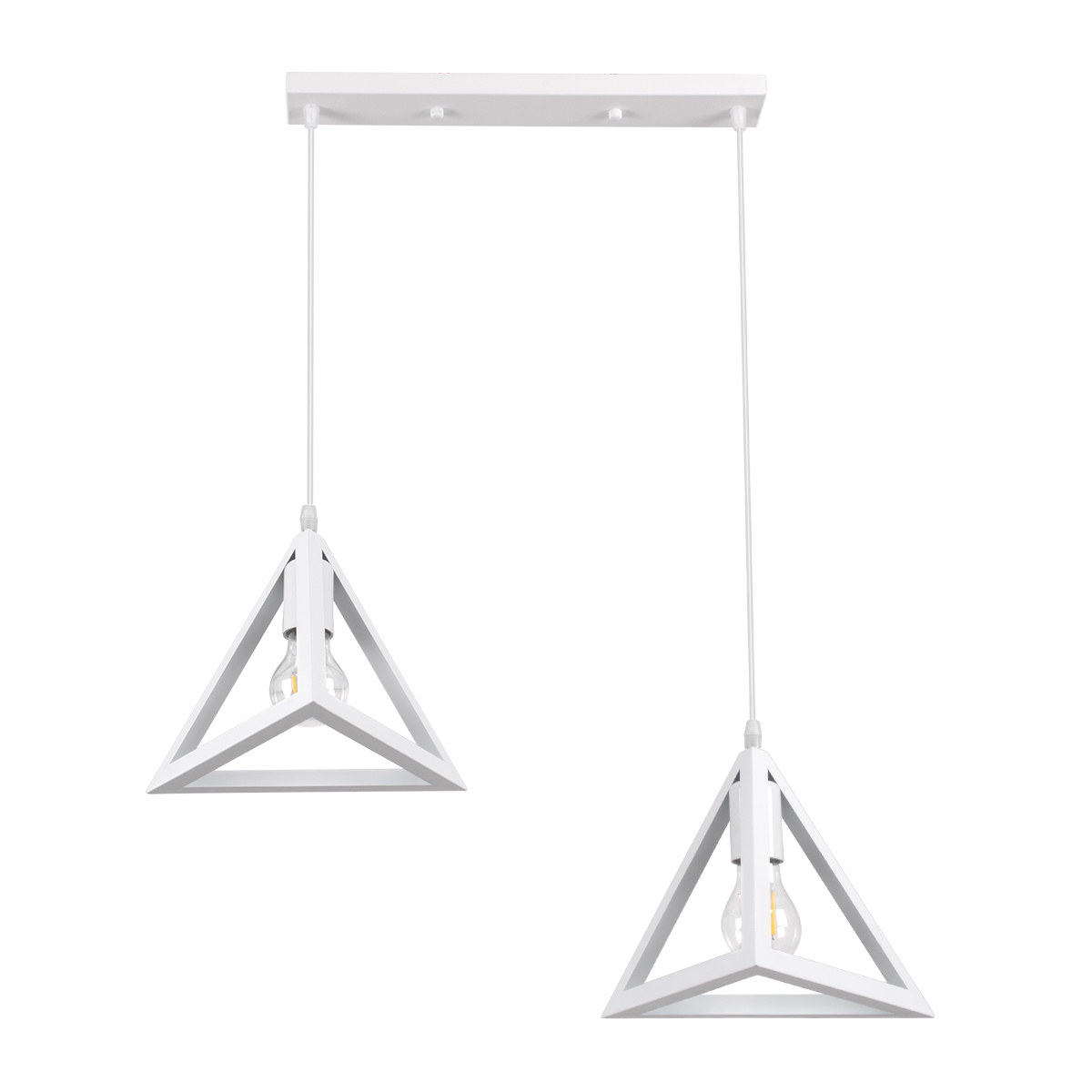 LEDTM® TRIANGLE 00612 Μοντέρνο Κρεμαστό Φωτιστικό Οροφής με Ντουί 2 x E27 AC 220-240V IP20 - Λευκό - Μ60 x Π22 x Y130cm - Image 2