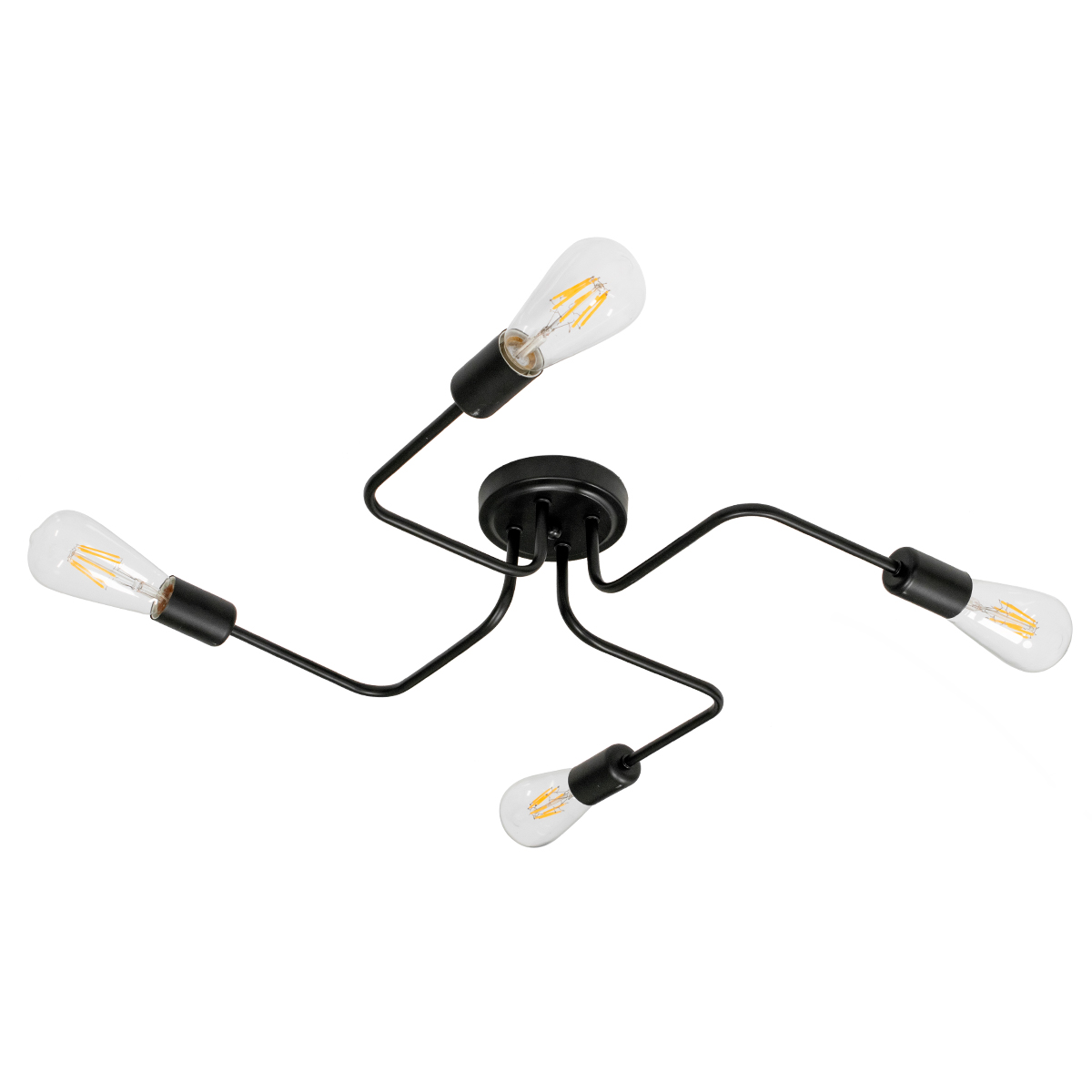 LEDTM® LIBERTA 00838 Vintage Φωτιστικό Οροφής με Ντουί 4 x E27 AC 220-240V IP20 - Μαύρο - Μ44.5 x Π44.5 x Υ12cm - Image 2