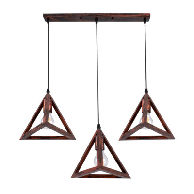 Alternative view of LEDTM® TRIANGLE 00623 Μοντέρνο Κρεμαστό Φωτιστικό Οροφής με Ντουί 3 x E27 AC 220-240V IP20 - Χάλκινο - Μ70 x Π22 x Y130cm